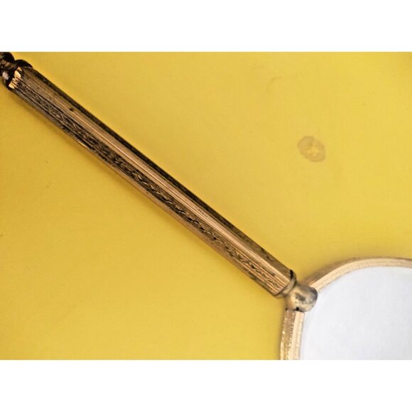 Vintage Brass and Cut Glass Hand Mirror & Brush Vanity Set 1930-1940 - Picture 11 of 15